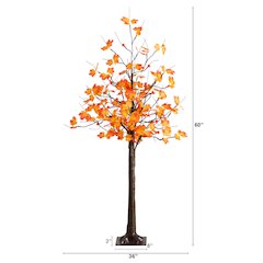 5ft. Pre-Lit Minimalist Autumn Maple Artificial Fall Tree with 96 LED Lights