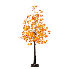5ft. Pre-Lit Minimalist Autumn Maple Artificial Fall Tree with 96 LED Lights