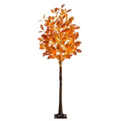 6ft. Pre-Lit Burnt Orange Autumn Maple Artificial Fall Tree with 300 LED Lights