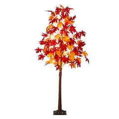 7ft. Pre-Lit Autumn Weeping Maple Artificial Fall Tree with 450 LED Lights