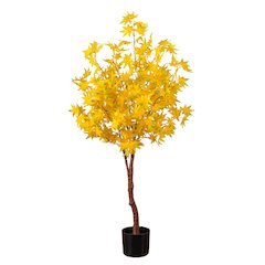 4ft. Pre-Lit Yellow Autumn Maple Artificial Fall Tree with 150 LED Lights