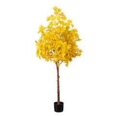 5ft. Pre-Lit Yellow Autumn Maple Artificial Fall Tree with 250 LED Lights