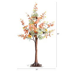 3ft. Pre-Lit Autumn Eucalyptus Artificial Fall Tree with Pinecones, Berries