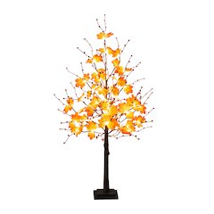 4ft. Pre-Lit Autumn Maple Artificial Fall Tree with Berries and 60 LED Lights