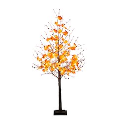 5ft. Pre-Lit Autumn Maple Artificial Fall Tree with Berries and 96 LED Lights