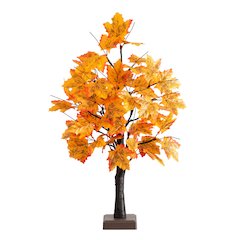 2ft. Pre-Lit Autumn Maple Artificial Fall Tree with 24 LED Lights