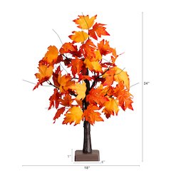 2ft. Pre-Lit Bright Autumn Maple Artificial Fall Tree with 24 LED Lights