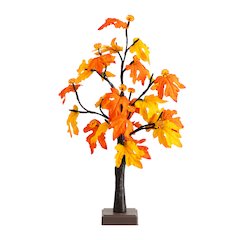 2ft Pre-Lit Autumn Maple Artificial Fall Tree with 24 LED &Pumpkin Shaped Lights