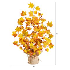 18in. Pre-Lit Autumn Maple Artificial Fall Tree with 30 LED String Lights