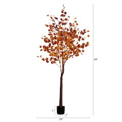 7ft. Pre-Lit Grand Autumn Eucalyptus Artificial Fall Tree with 420 LED Lights