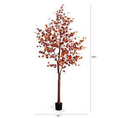 9ft. Pre-Lit Grand Autumn Eucalyptus Artificial Fall Tree with 700 LED Lights