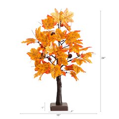 2ft. Pre-Lit Autumn Maple Artificial Fall Tree with Acorns & Pinecones