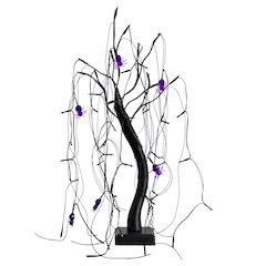 2ft. Pre-Lit Halloween Artificial Black Spooky Spider Willow Tree