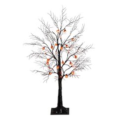 3ft. Pre-Lit Artificial Halloween Black Twig Tree with 18 Orange LED Lights