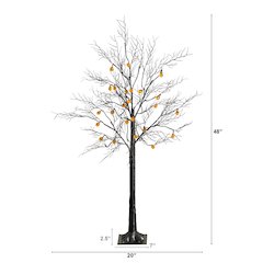 4ft. Pre-Lit Artificial Halloween Black Twig Tree with 24 Orange LED Lights