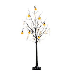 5ft. Pre-Lit Artificial Halloween Pumpkins and Skulls Ornament Tree