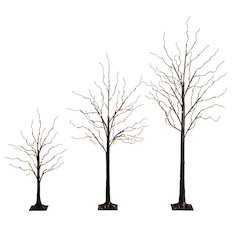 3ft. 5ft. 6ft. Artificial Brown Birch Trees with LED Lights - Set of 3
