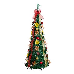 5ft. Pre-Lit Artificial Pop up Christmas Tree with Red & Gold Ornaments, Ribbons