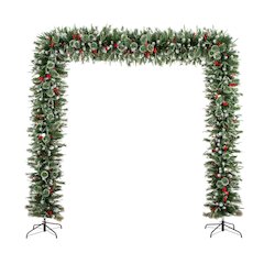 8ft. Artificial Holiday Green Christmas Pine Archway with Pinecones and Berries