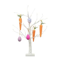 2ft. Pre-Lit Easter Egg and Carrots Ornament Twig Tree with 24 Warm LED Lights