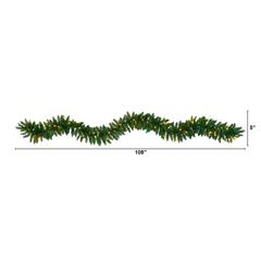 9ft. Christmas Pine Artificial Garland with 50 Warm White LEDs Lights