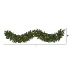 6ft. White Mountain Pine Artificial Garland with 35 White Warm LED Lights and Pinecones