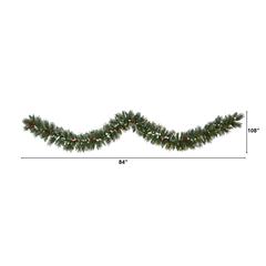 9ft. Frosted Swiss Pine Artificial Garland with 50 Clear LED Lights and Berries
