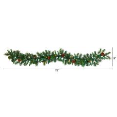 6ft. Mixed Pine and Pinecone Artificial Garland with 35 Clear LED-Lights