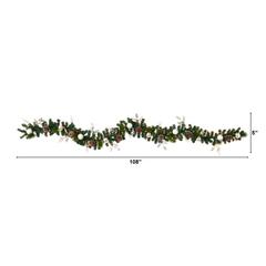 9ft. Ornament and Pinecone Artificial Christmas Garland with 50 Clear LED Lights