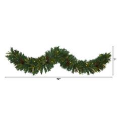 6ft. Mixed Pine Artificial Christmas Garland with 35 Clear LED Lights, Berries and Pinecones