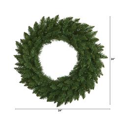 24in. Green Pine Artificial Christmas Wreath with 35 Clear LED Lights