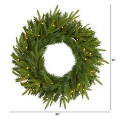 24in. Long Pine Artificial Christmas Wreath with 35 Clear LED Lights