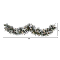 6ft. Flocked Mixed Pine Artificial Christmas Garland with 50 LED Lights, Pine Cones and Berries