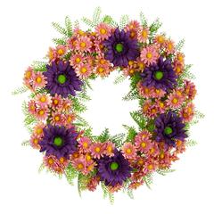 21in. Mixed Daisy Artificial Wreath
