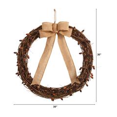 30in. Fall Acorn and Decorative Bow Autumn Wreath