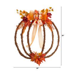 26in. Autumn Pumpkin Artificial Vine Fall Wreath