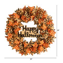 30in. Halloween Burlap Ribbon Wreath