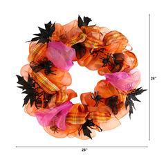 26in. Halloween Spider Mesh Wreath