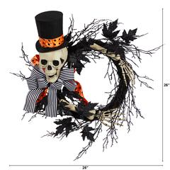 26in. Halloween Dapper Skeleton Wreath
