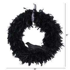 30in. Halloween Raven Feather Wreath