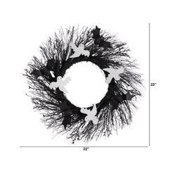 22in. Halloween Ghost and Bats Twig Wreath