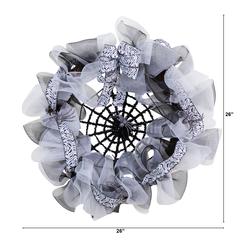 26in. Halloween Spider Web Mesh Wreath