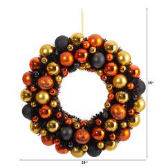 19in. Halloween Shatterproof Jack-o'-lantern Pumpkin Ornament Wreath