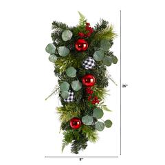 26in. Holiday Christmas Greenery Ornament Artificial Swag