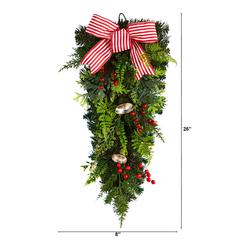 26in. Holiday Christmas Bells and Bow Artificial Swag