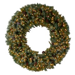 5ft. Giant Flocked Christmas Wreath with Pinecones, 400 Clear LED Lights