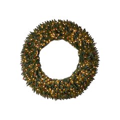 5ft. Large Flocked Christmas Wreath with Pinecones, 400 Clear LED Lights