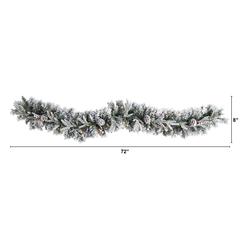 6ft. Flocked Artificial Christmas Garland with Pine Cones and 35 Warm White LED Lights