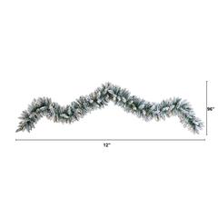 9ft. Flocked Artificial Christmas Garland with 50 Warm White LED Lights