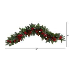 40in. Pines, Red Berries and Pinecones Artificial Christmas Garland